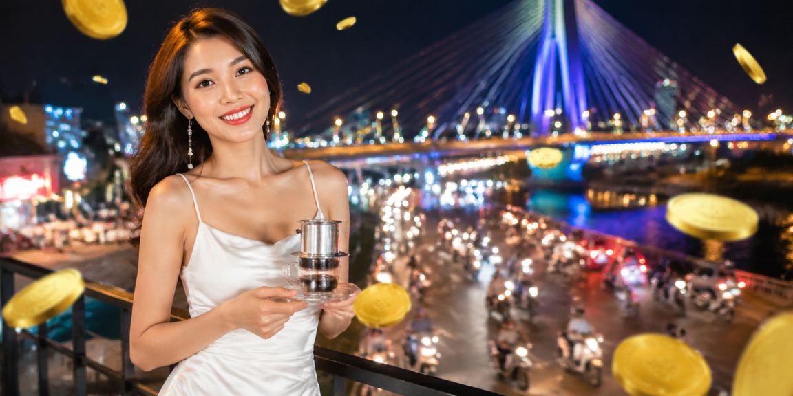 Người dùng Cần Thơ ngồi cà phê sáng tra cứu kết quả xổ số và hỗ trợ trực tuyến trên điện thoại